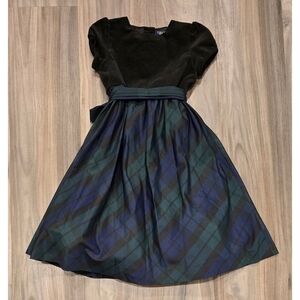 Girls Chaps Black & Blue Plaid Formal Dress size 6